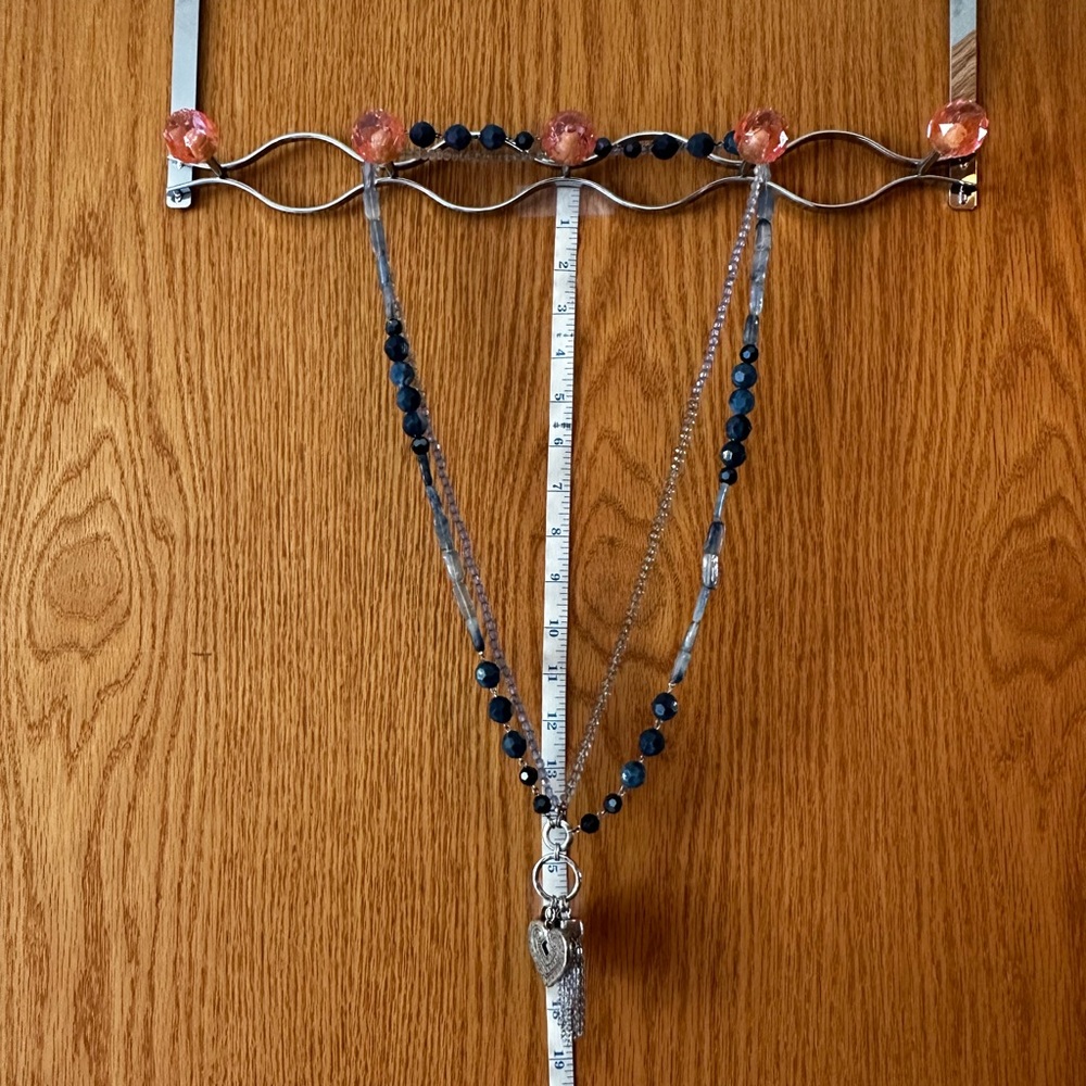 Chico’s blue and silver beaded necklace with charms